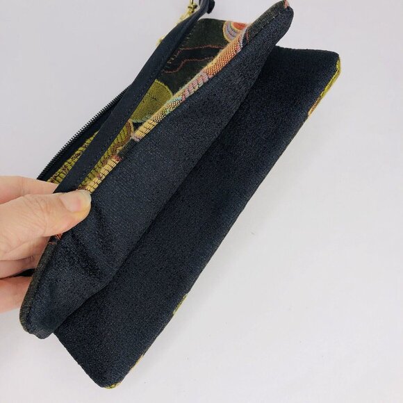 Danny K Women Embroidered Floral Wallet Handle Black Coin Purse Bag Zip Clutch - Picture 4 of 6